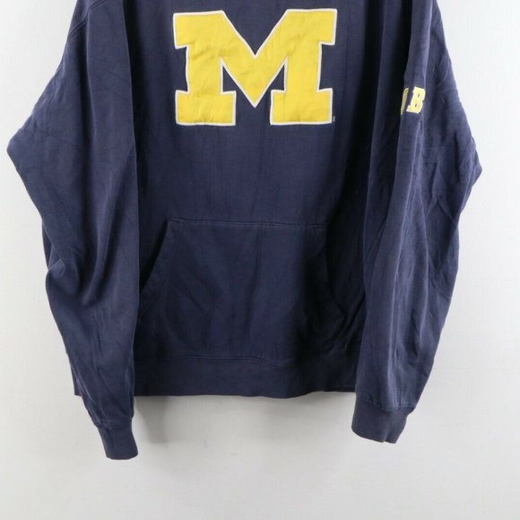 Vintage University of Michigan Block M Hoodie Blue - Picture 3 of 8